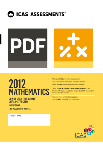 2012 ICAS Past Paper - Mathematics New Zealand