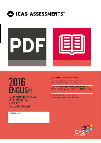 2016 ICAS Past Paper - English New Zealand