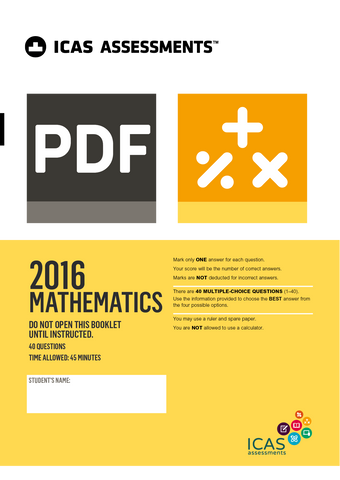2016 ICAS Past Paper - Mathematics New Zealand